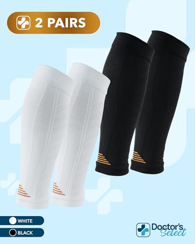 Doctor's Select 2 Pairs Copper Calf Compression Sleeves for Women - Compression Sleeves for Women Calf, Leg Sleeves Varicose Veins Compression Socks, Black and White - Image 5
