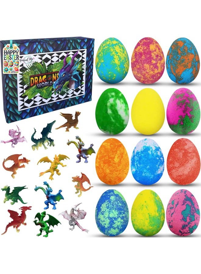 KIMUSE Easter Bath Bombs for Kids with Surprise Inside - 12 Organic Bubble Bath Fizzies with Dragon Egg Toys. Gentle & Kids Friendly w/Rich Bubbles & Rainbow Colors, Birthday Gifts for Boys, Girls - Image 1