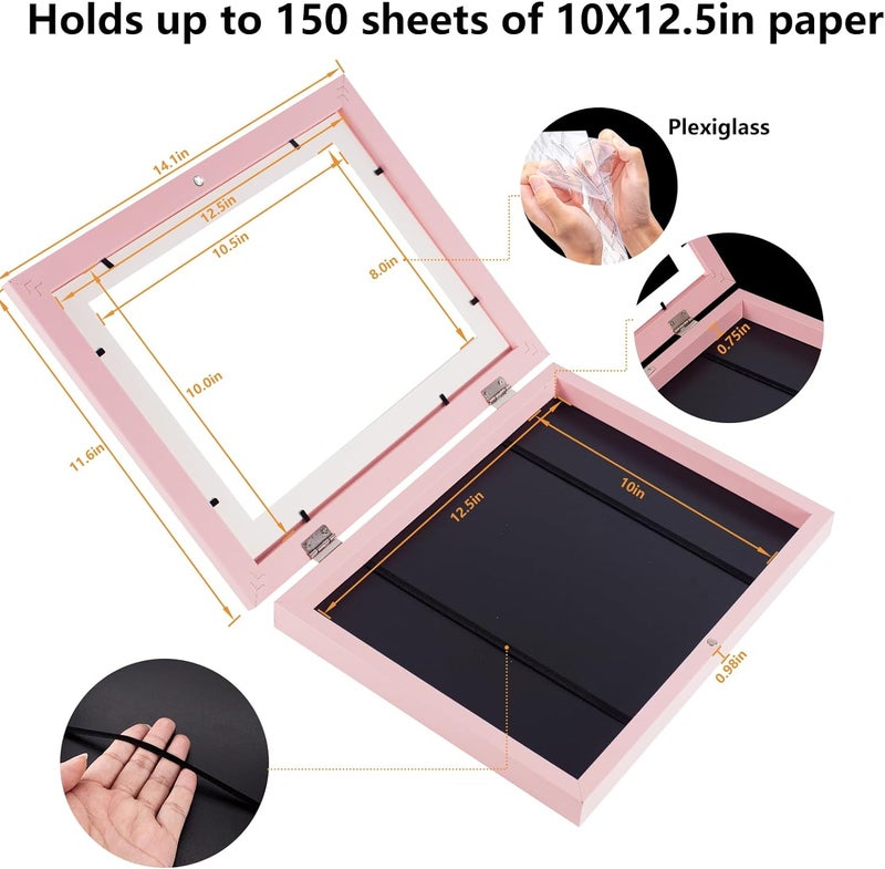 [2-Pack] Kids Art Frames, 8.5x11 Front Opening Kids Artwork Frames Changeable, White Artwork Display Storage Frame for Wall, Holds 50 Pcs, for 3D Picture, Crafts, Children Drawing - Image 3