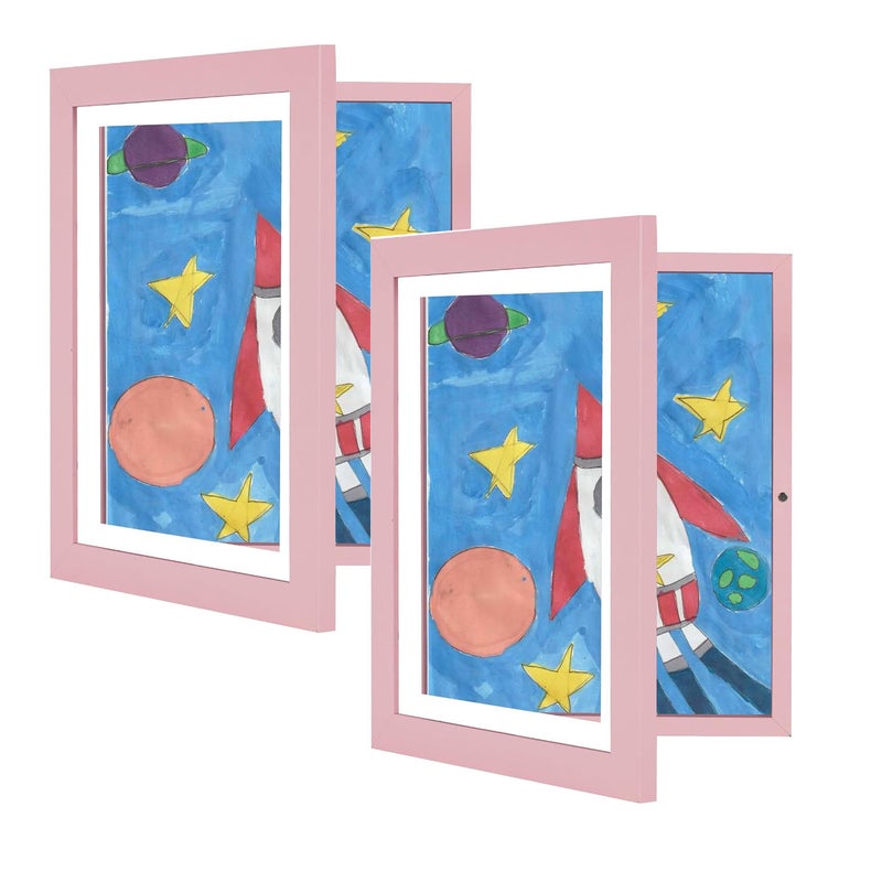 [2-Pack] Kids Art Frames, 8.5x11 Front Opening Kids Artwork Frames Changeable, White Artwork Display Storage Frame for Wall, Holds 50 Pcs, for 3D Picture, Crafts, Children Drawing - Image 1