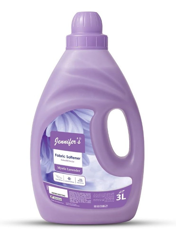 Jennifer's Jennifer’s Fabric Softener Lavender 3L - Long-Lasting Freshness, Softens Clothes & Reduces Static - Suitable for All Fabrics - Lavender Scent Fabric Conditioner 