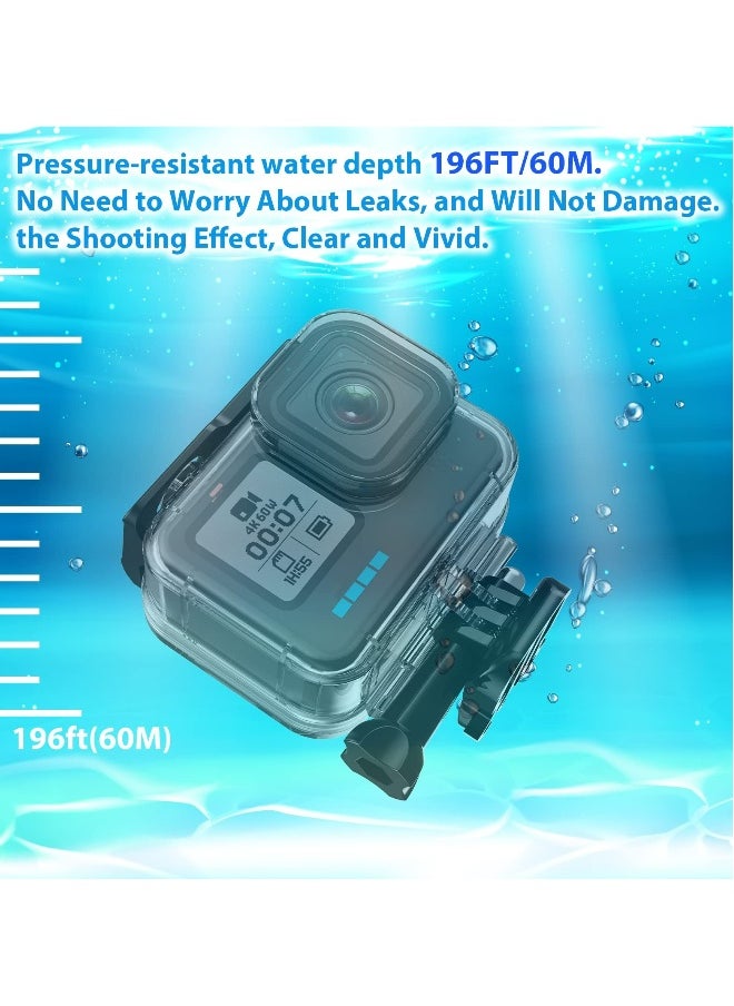 توبليو - حافظة مقاومة للماء لكاميرا GoPro Hero 12 11 10 9 Black، غلاف غوص تحت الماء حتى 60 متر مع ملحقات حامل لكاميرا Go Pro Hero12 Hero11 Hero10 Hero9. - Image 1