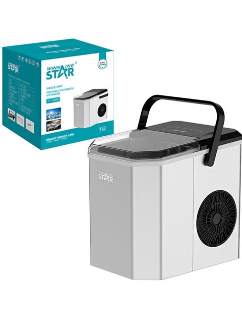 Portable Automatic Ice Maker，Makes 12kg Of Ice In 24 Hours, 9 Ice Cubes In 6 Minutes, Self-Cleaning Portable Ice Maker With Basket And Scoop For Home/Kitchen/Camping