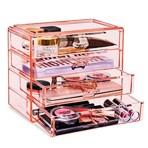 Sorbus Makeup Organizer 4 Drawer Acrylic Make Up Organizers and Storage for Cosmetics Jewelry Beauty Supplies Clear Makeup Organizer for Vanity Girls Room College Dorm Counter BathroomSinks - Image 2