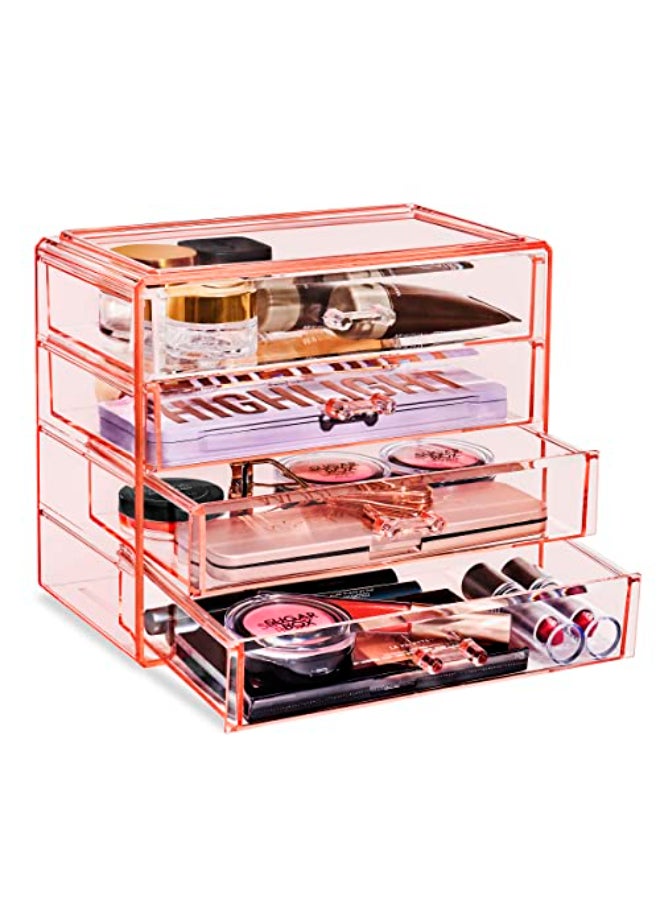 Sorbus Makeup Organizer 4 Drawer Acrylic Make Up Organizers and Storage for Cosmetics Jewelry Beauty Supplies Clear Makeup Organizer for Vanity Girls Room College Dorm Counter BathroomSinks - Image 1