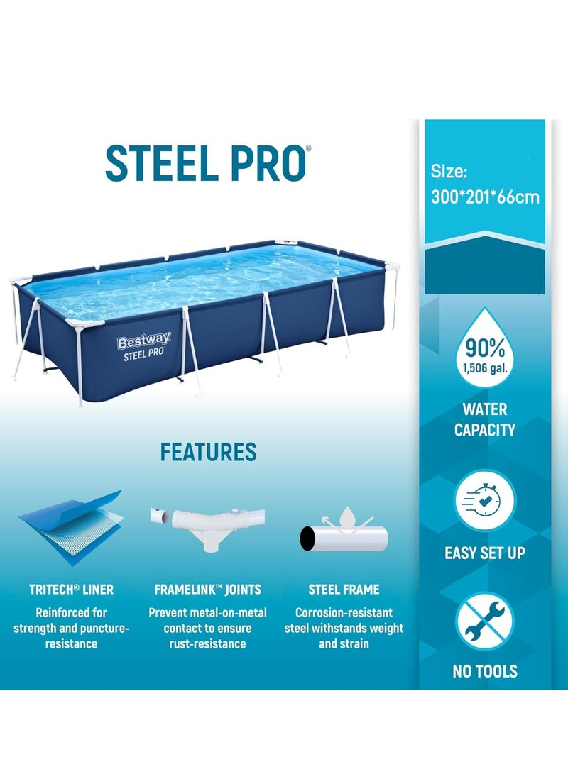 Bestway Metal Frame Round Blue Swimming Pool 300*201*66cm For 3-5 People  - Image 2