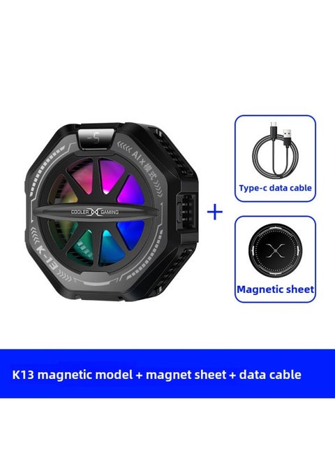 Phone Cooler Semi-conductor Refrigeration Magnetic Suction Flat Panel Cooling Back Clip Digital Display Temperature Control-Product Color:K13 Icing | Ai Intelligent Temperature Control 4-level Adjustment | Digital Display [clips Need To Be Purchased Separately]