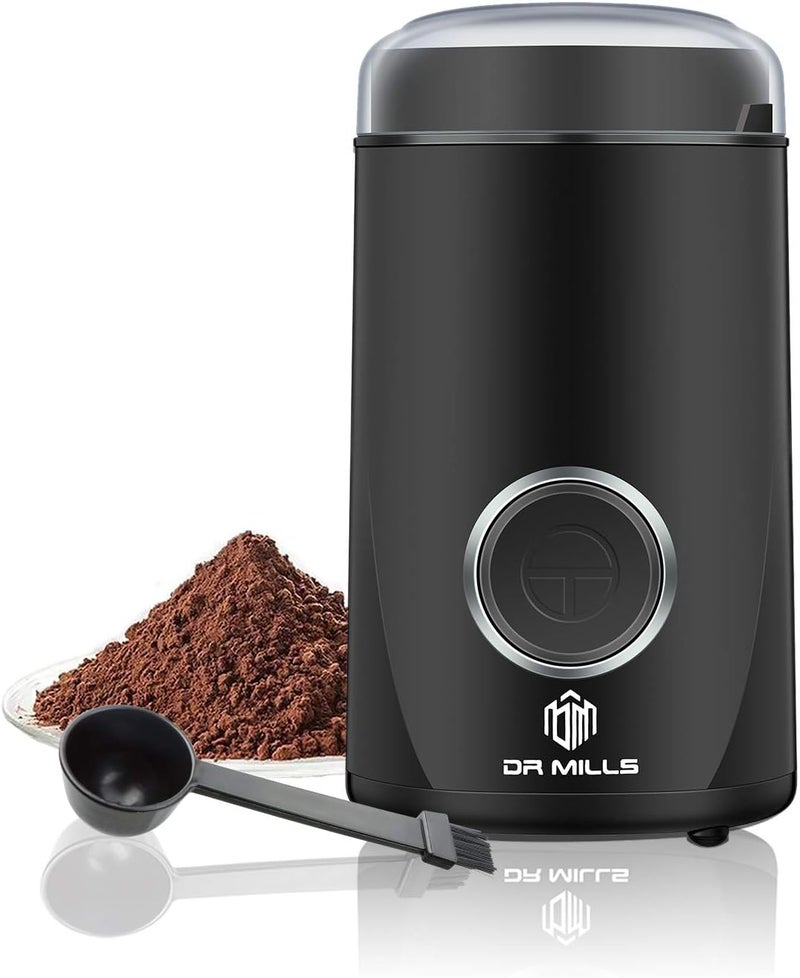 DR MILLS DM-7441 DR MILLS DM-7441 مطحنة كهربائية للتوابل الجافة والقهوة، تشغيل بلمسة واحدة، الشفرات والكوب مصنوعان من الفولاذ المقاوم للصدأ SUS304 - Image 1