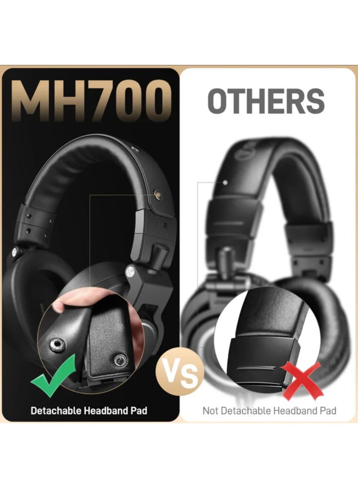 MAONO MH700 Professional Studio Monitor Headphones | 50mm Hi-Fi Neodymium Drivers with Closed-Back Noise Isolation and Detachable Professional Cables | Ideal for Podcasting, Audio Editing, Mixing, Recording, Streaming and Gaming - Image 4