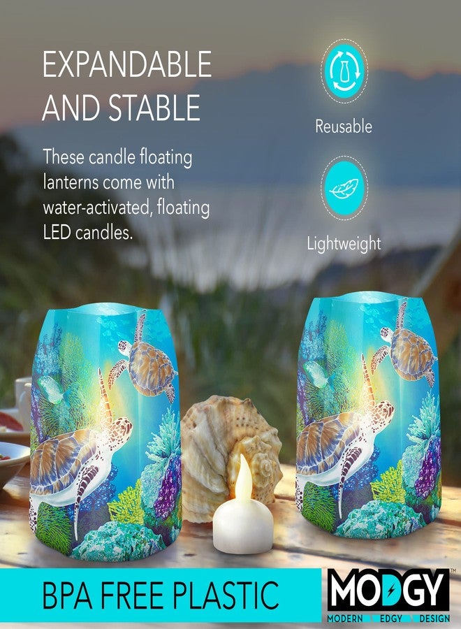 MODGY Luminary Lanterns Candle Holder Decorative Indoor Outdoor Decor, Plastic Candle Lantern Lamps for Wedding Table Centerpiece Porch 4-Pack, with Flameless Floating LED Candles, Sea Turtles - Image 4