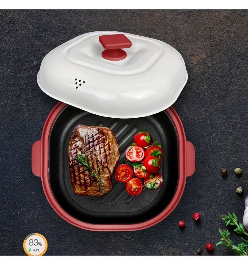 Square Red Microwave Heating Pot High Temperature Resistant Kitchen Cookware - Image 5