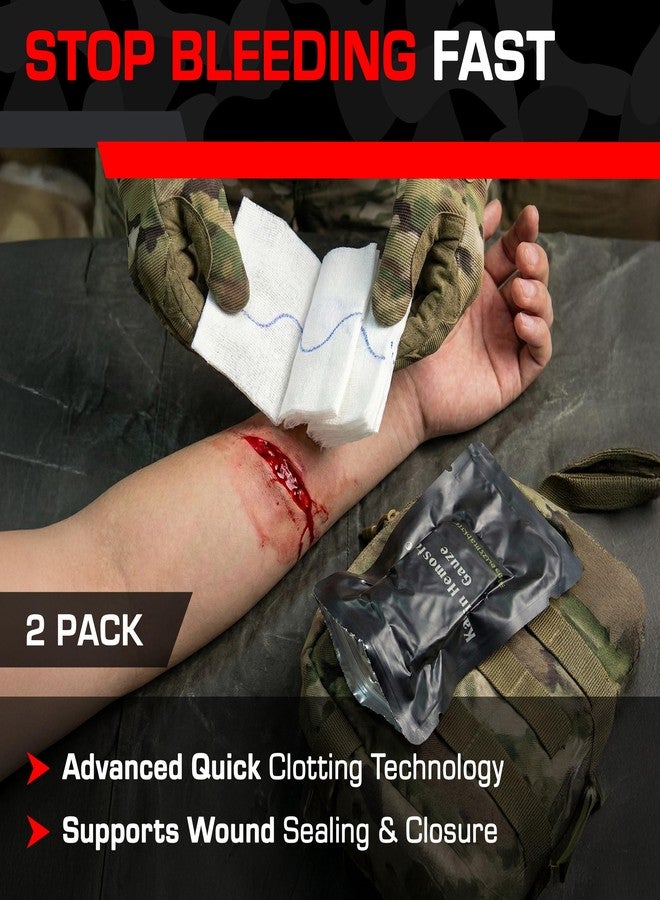 MediTac Kaolin Hemostatic Combat Gauze 3” x 12.5 Ft Flexible Z Fold Wound Packing Gauze for Stop the Bleed Trauma Kits First Aid Emergency Medical Supplies 2-Pack - Image 2