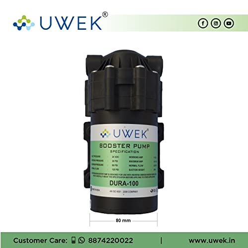 UweK Dura RO Pump - 100 GPD, 100% Copper Winding, 24V DC, 2 Year Warranty - Image 4