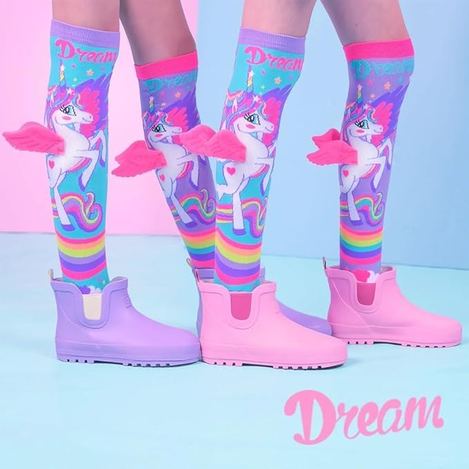 KRySt Girls' Knee-High Socks | 3D Printed Colorful Long Socks | Soft, Comfortable & Stretchy | Age 3–12 Years (1, Unicorn with Wings) - Image 3