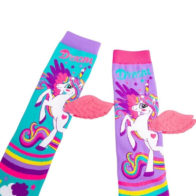 KRySt Girls' Knee-High Socks | 3D Printed Colorful Long Socks | Soft, Comfortable & Stretchy | Age 3–12 Years (1, Unicorn with Wings) - Image 4