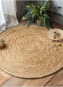 Generic Natural Jute Rug Eco Friendly Area Rugs for Bedroom, Kitchen Handwoven Beige Braided Reversible Round Shape Mat - (3 X 3 Feet)  - Image 1