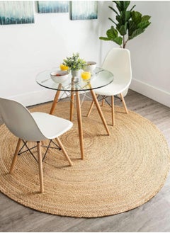 Generic Natural Jute Rug Eco Friendly Area Rugs for Bedroom, Kitchen Handwoven Beige Braided Reversible Round Shape Mat - (3 X 3 Feet)  - Image 2