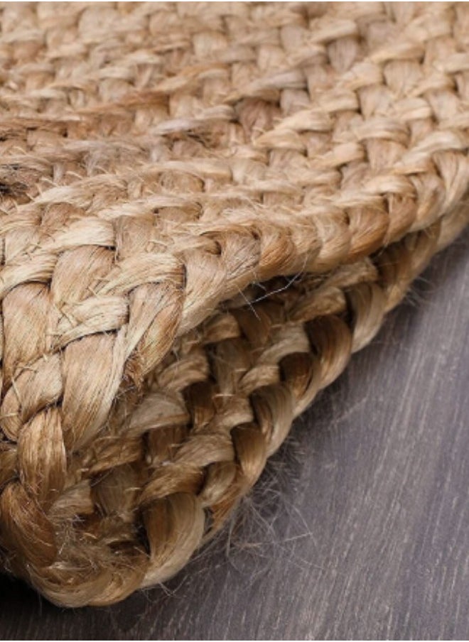 Raymond Natural Jute Rug Eco Friendly Area Rugs for Bedroom, Kitchen Handwoven Beige Braided Reversible Round Shape Mat - (3 X 3 Feet)  - Image 5