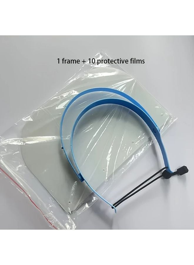 Blue Reusable Face Shield 1 Frame 10 Protective Films Adjustable Anti Fog Safety Mask - Image 2
