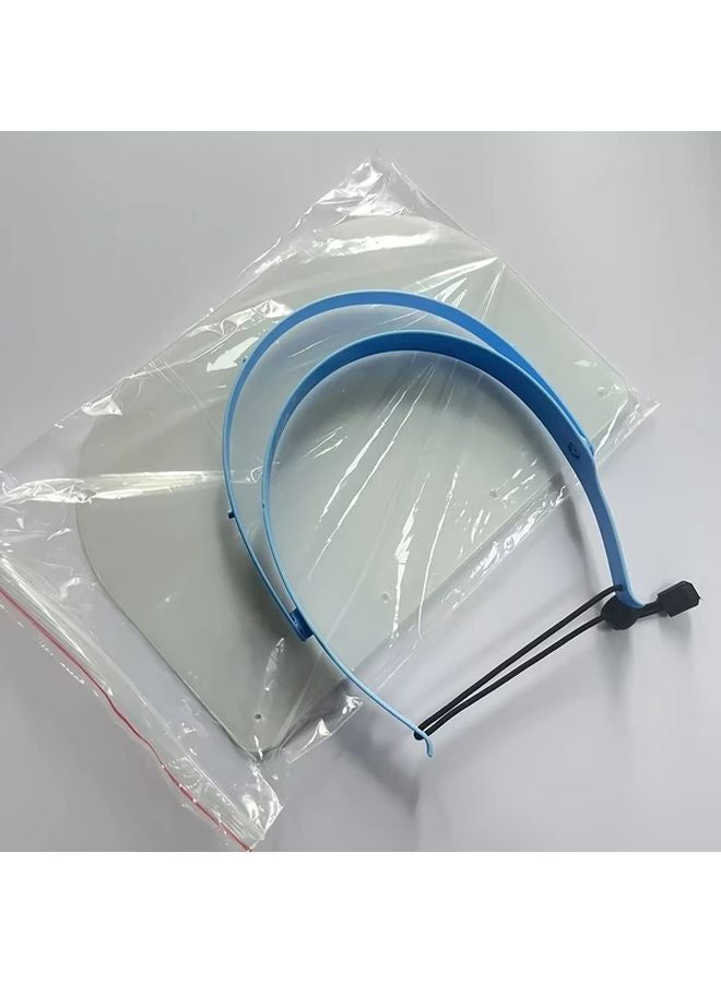 Blue Reusable Face Shield 1 Frame 10 Protective Films Adjustable Anti Fog Safety Mask - Image 1