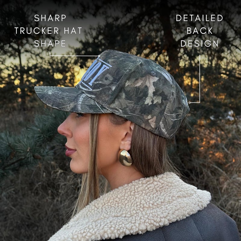 CITRUSY Vintage Western Trucker Hat | Men & Women | Embroidered Trendy Caps | Country Cute Hats for Cowgirls & Cowboys | Camo Denim Cotton Styles | Snapback Hat (Cowboy Club | Camo) - Image 5
