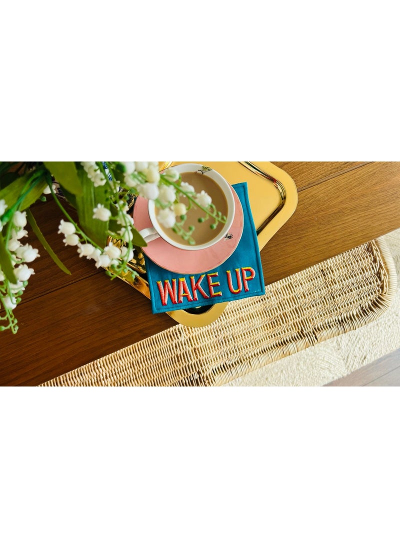 Ge Living Decorative Wake Up Patterned Green Cocktail Napkin (1 Piece)  - Image 4