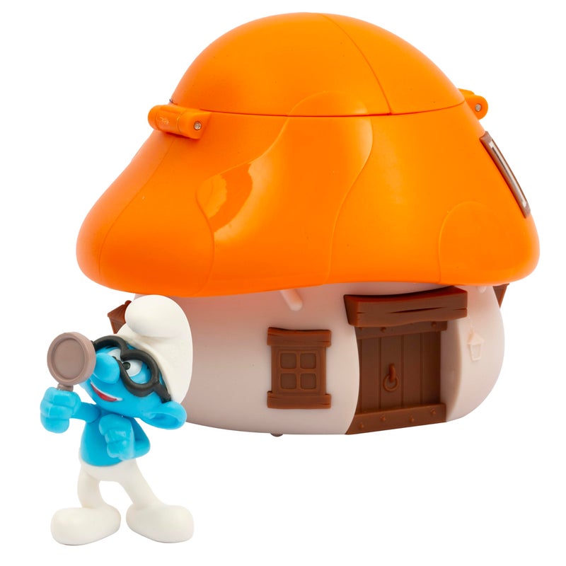 Giochi Preziosi جيوكي بريزيوسي السنافر - سنفور مع كلاب رباعية الأرجل، 5.5 سم وبيته السنفوري ذو السقف البرتقالي، آلية قابلة للشحن وتأثير مفاجئ، للأطفال من 3 سنوات - Image 1