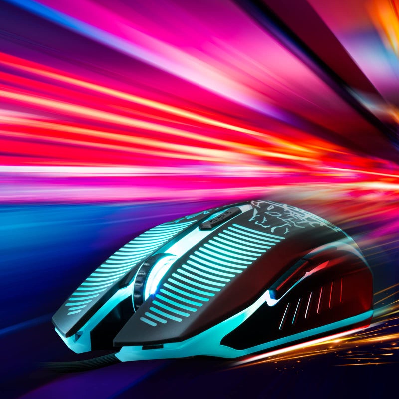 CHONCHOW لوحة مفاتيح وفأرة ألعاب LED سلكية مع لوحة مفاتيح ذات أحرف مضيئة 4800DPI وفأرة USB ذات زرين جانبيين بإضاءة قوس قزح وإحساس ميكانيكي متوافقة مع الكمبيوتر و Raspberry Pi و Mac و Xbox one و ps4 - Image 2
