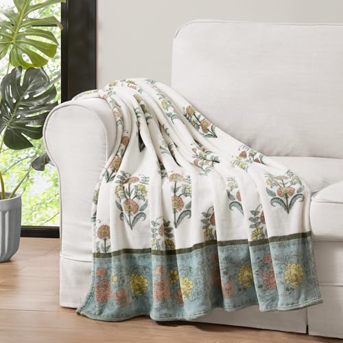 Jessica Simpson Plush 50"X70" Throw Blanket - Serenity Floral - Luxurious Plush Blanket for Ultimate Comfort and Cozy Warmth - Image 1