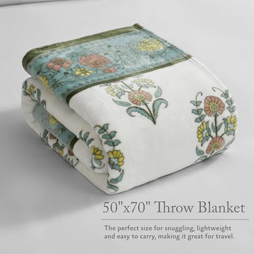 Jessica Simpson Plush 50"X70" Throw Blanket - Serenity Floral - Luxurious Plush Blanket for Ultimate Comfort and Cozy Warmth - Image 2