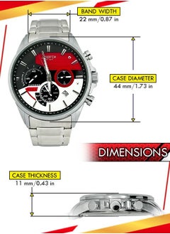 JoeFox Stainless Steel Chronograph Wristwatch Quartz Movement 3 ATM Waterproof Multifunctional with Date Design Sporty Casual Business Dress Watch for Men Silver  - Image 2