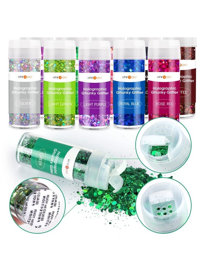 HTVRONT Holographic Chunky Glitter For Crafts - 15 Colors Holographic Glitter For Resin, Each 10G Craft Glitter Set, Chunky Glitter For Nails, Face, Tumblers, Body, Hair, Painting, Epoxy, Art Glitter - Image 2