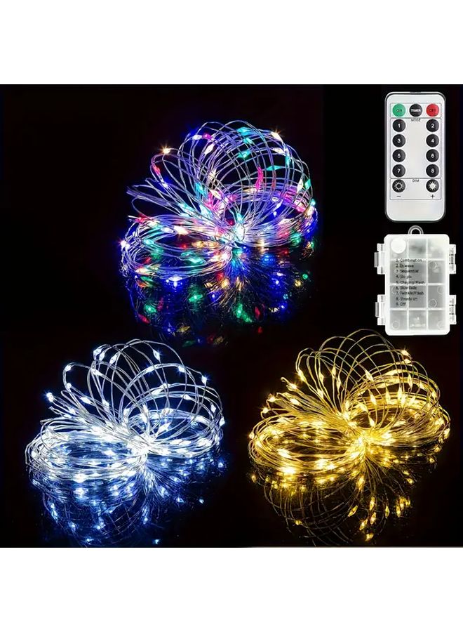 أضواء عيد الميلاد البيضاء LED الخيالية 200 LED 787 بوصة مع جهاز تحكم عن بعد ومؤقت - Image 5