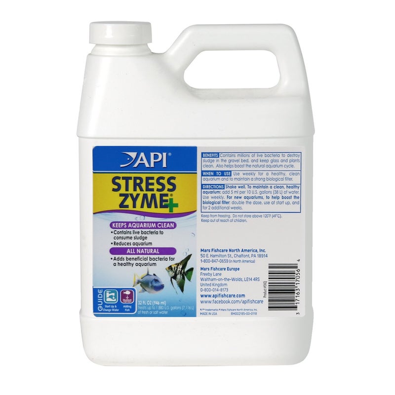 API STRESS ZYME Freshwater and Saltwater Aquarium Cleaning Solution 32-Ounce Bottle - Image 1