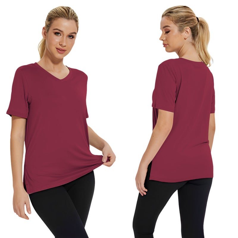 2025 Short-Sleeved Loose Slit Top Three-Piece T-Shirt Combination Pure Color Women's Clothing - Image 1