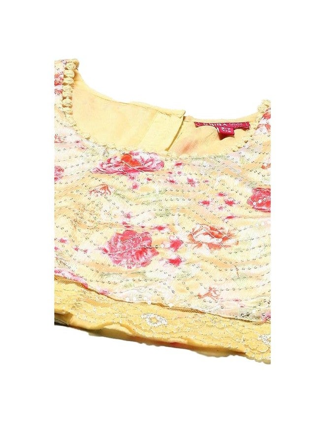 BIBA Printed Polyester Regular Fit Girls Blouse Lehenga Dupatta Set (YELLOW, 4-5Y) - Image 3