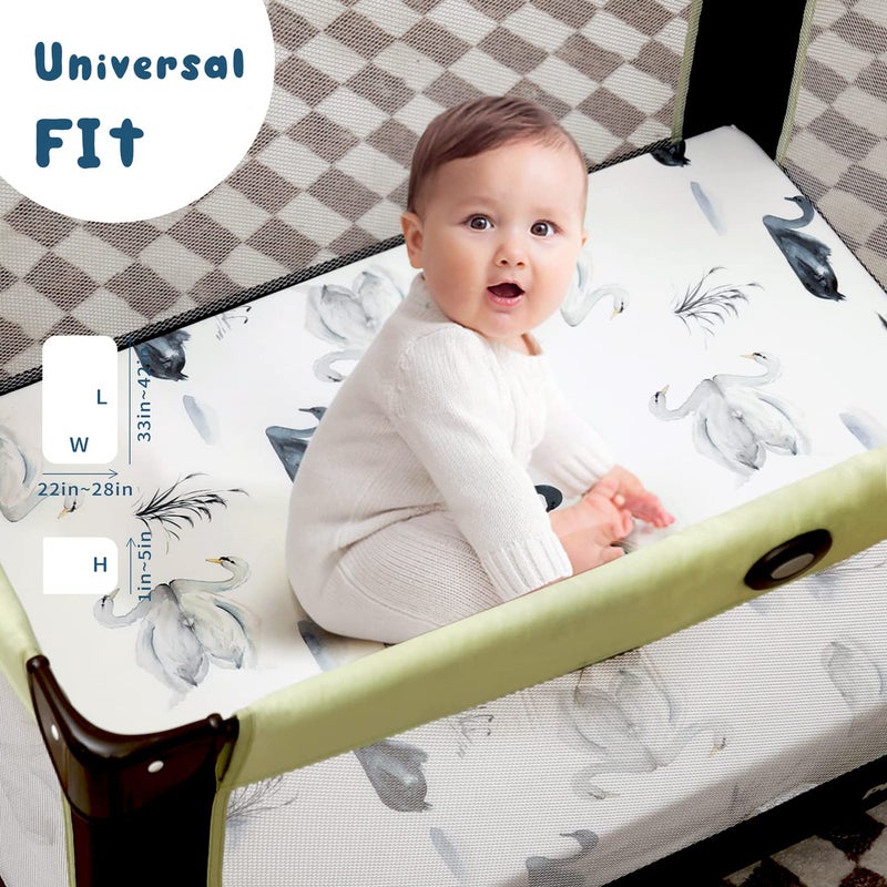 GRSSDER Pack n Play Sheets Fitted 2 Pack, Stretchy Ultra Soft Jersey Knit Pack and Play Sheets, Universal Fitted Portable/Mini Crib Mattresses Snug and Safe, Stylish Pattern for Boy and Girl - Image 5