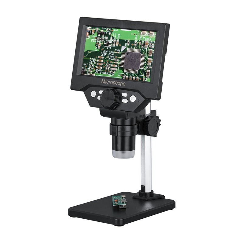 5.5-inch LCD Display Electron Microscope 10 Megapixel Industrial Microscopes Digital Electronic Maintenance Magnifying Glass 1000x Magnification 8LED Light Intensity Adjustable Photos Videos Playback - Image 1