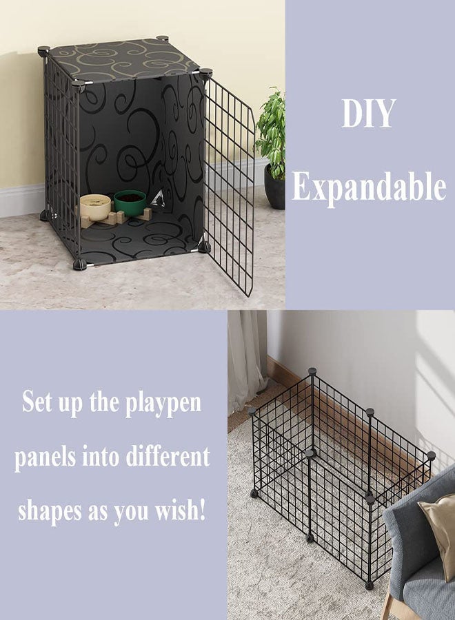 DIY Pet Playpen Set for Small Animals Bunny Puppy Pet Fence with Door Detachable Metal Wire Yard Fence Indoor Outdoor Metal Shelf Storage Rack (17 Grid Panels) - Image 5