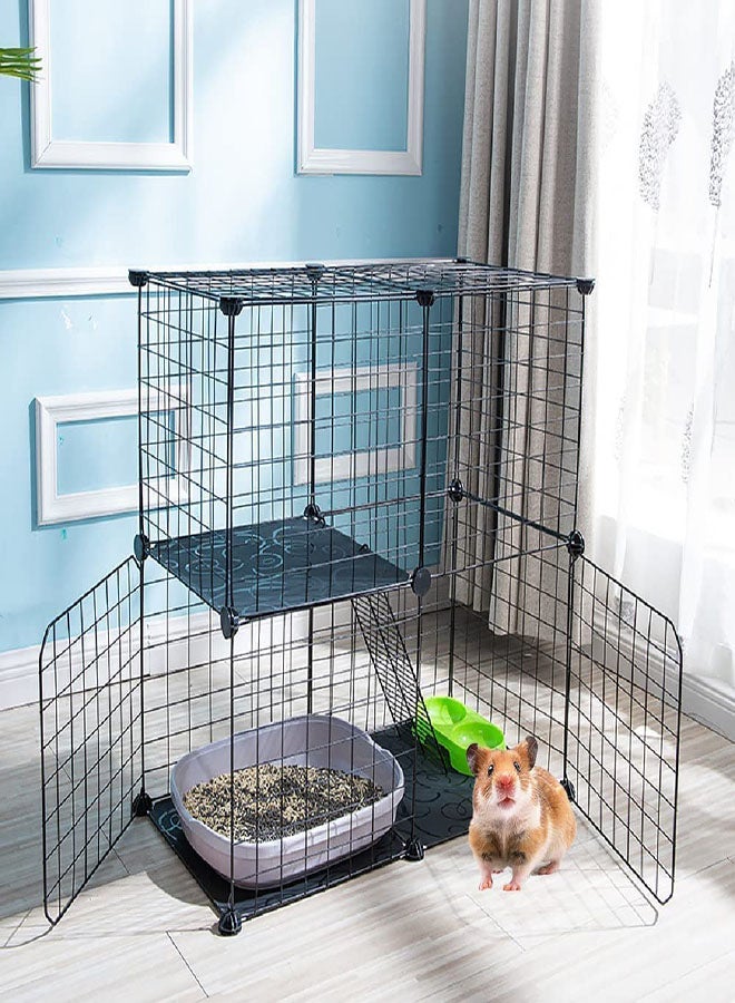 DIY Pet Playpen Set for Small Animals Bunny Puppy Pet Fence with Door Detachable Metal Wire Yard Fence Indoor Outdoor Metal Shelf Storage Rack (17 Grid Panels) - Image 1