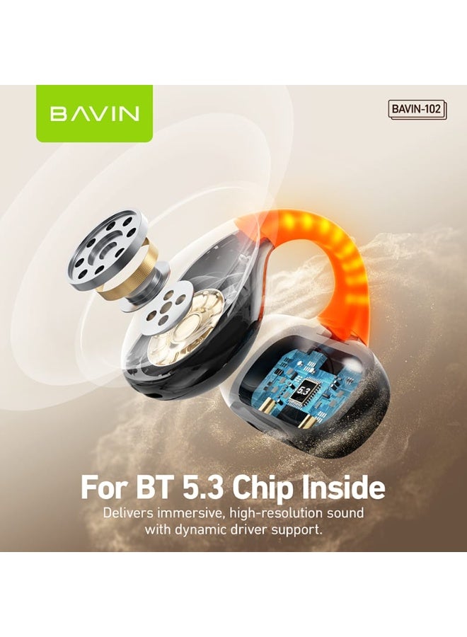 Bavin BA-102 Open-Ear TWS Bluetooth Earbuds w/ LED Light Touch Controls, AI Voice Assistant & Translation - Image 5
