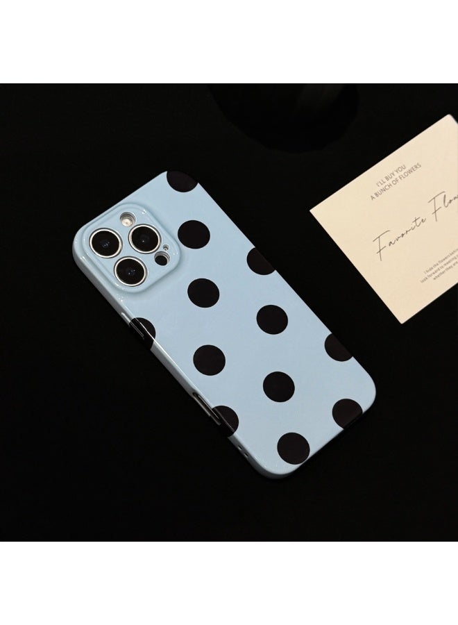 NIBEMINENT Minimalist Understated Polka Dot Design Protective TPU Case Cover For iPhone 17 Pro, Star Blue/Black