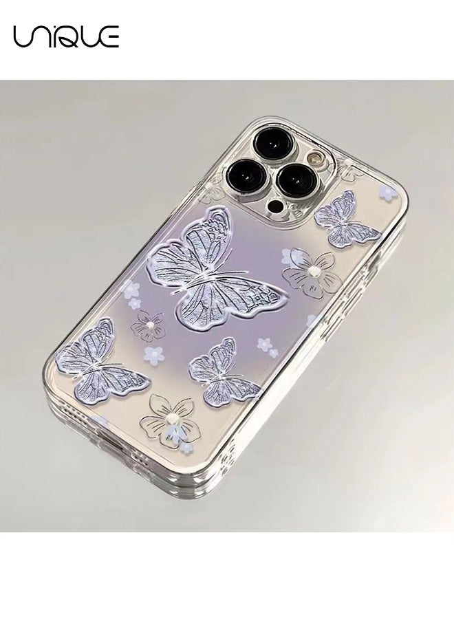 Unique Compatible with iPhone 15 Pro Max Cases, Gradient Purple Butterfly Pattern Cases, Clear Cases - Sleek and Minimalist Phone Cases - TPU Drop Protection - Image 1