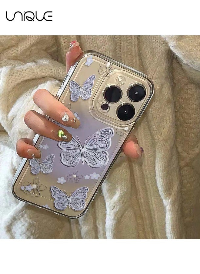 Unique Compatible with iPhone 15 Pro Max Cases, Gradient Purple Butterfly Pattern Cases, Clear Cases - Sleek and Minimalist Phone Cases - TPU Drop Protection - Image 2
