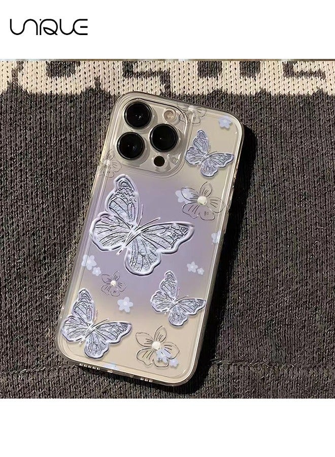 Unique Compatible with iPhone 15 Pro Max Cases, Gradient Purple Butterfly Pattern Cases, Clear Cases - Sleek and Minimalist Phone Cases - TPU Drop Protection - Image 3