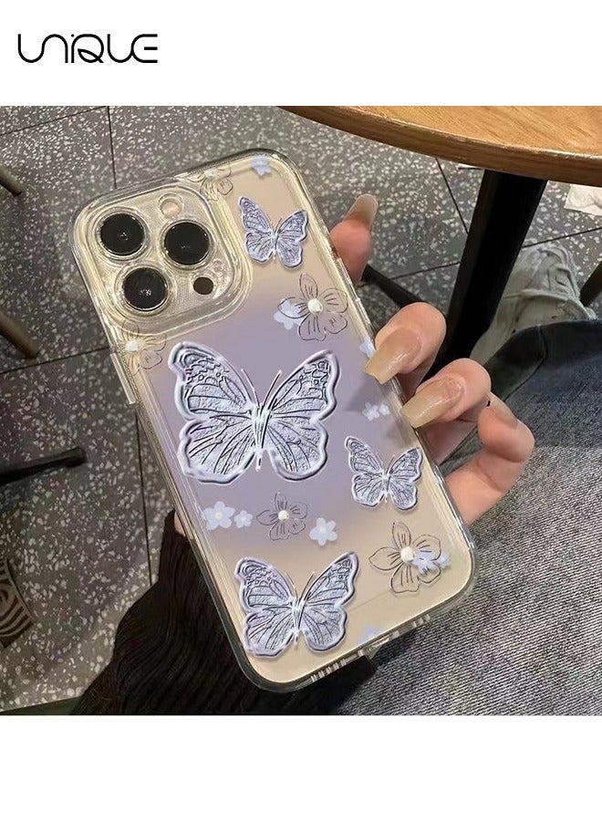 Unique Compatible with iPhone 15 Pro Max Cases, Gradient Purple Butterfly Pattern Cases, Clear Cases - Sleek and Minimalist Phone Cases - TPU Drop Protection - Image 4