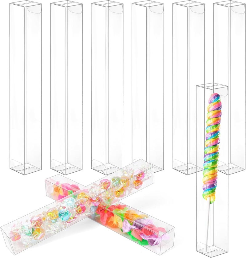 VGoodall 42PCS Clear Gift Boxes,1 x 1 x 8 Inch Plastic Favor Boxes Transparent Candy Containers for Wedding Baby Shower Bridal Shower Party - Image 1