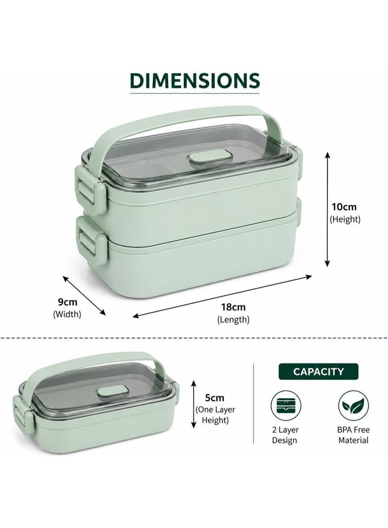 Toshionics Lunch Box 2 layer Stainless Steel Bento Box 1350ml - 304 Food Grade Steel 4 Compartment, Microwave Safe, Stackable Lunch Container with Insulated Bag & Cutlery for Adults, Office, School - Image 4