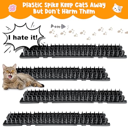 Nuanchu 12 Pieces Cat Deterrent Mat Stool Dog Cat Repellent Mat Cat Repellent Mat with Spikes Keep Dogs Off Counter Anti Pet for Outdoor Indoor Plants Garden Sofa Window165 x 33 InchBlack - Image 3