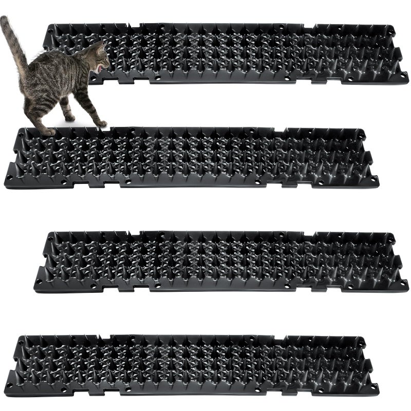 Nuanchu 12 Pieces Cat Deterrent Mat Stool Dog Cat Repellent Mat Cat Repellent Mat with Spikes Keep Dogs Off Counter Anti Pet for Outdoor Indoor Plants Garden Sofa Window165 x 33 InchBlack - Image 2